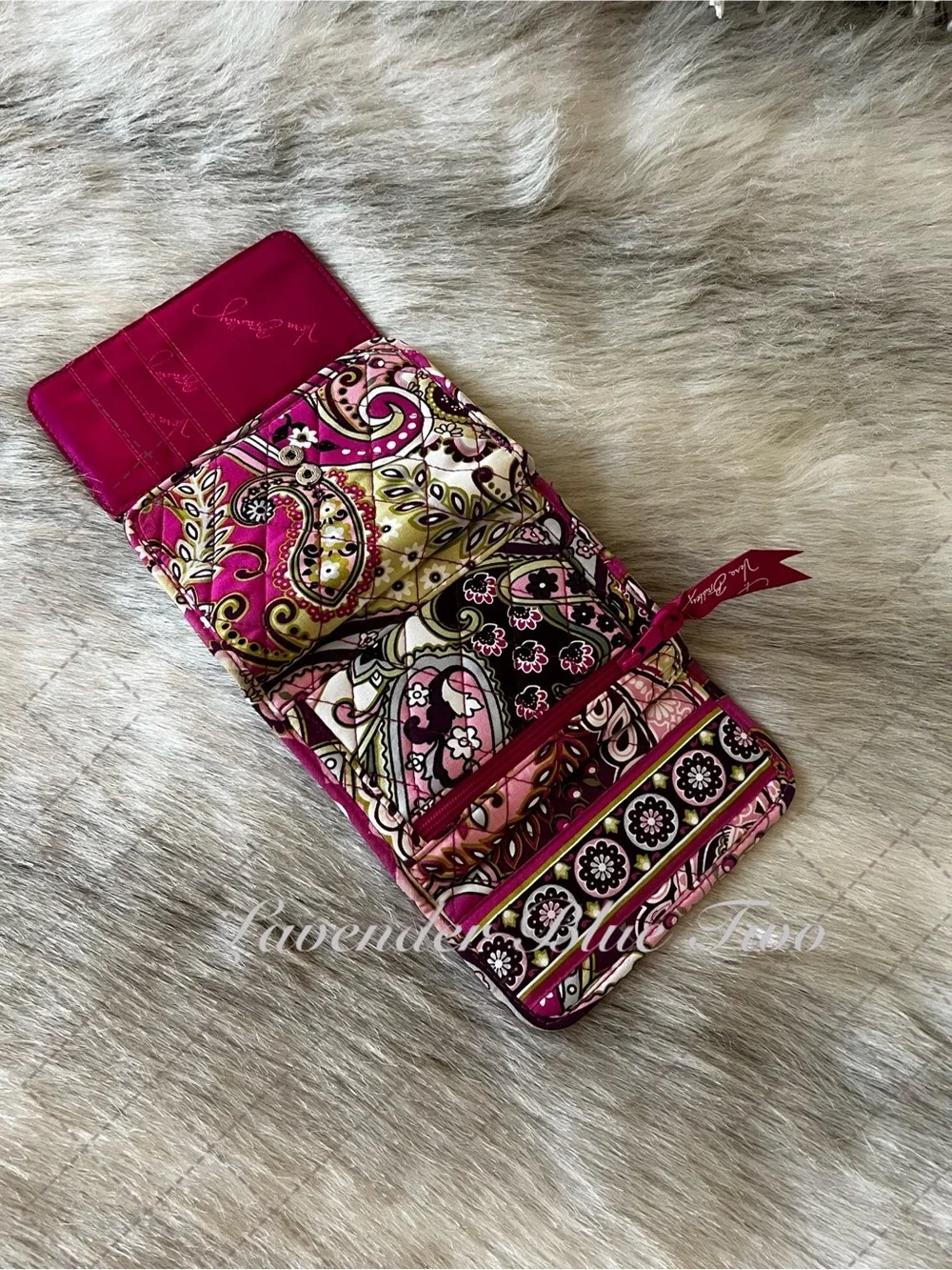VERA BRADLEY Very Berry Paisley 2010 Trifold Euro Wallet Pink Purple Y2K